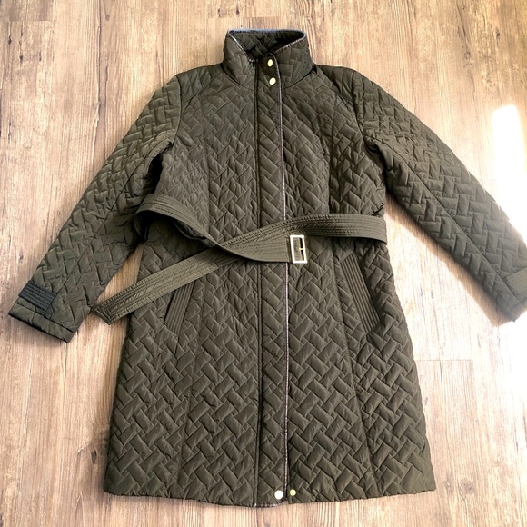 Cole Haan Olive Green Quilted Coat 